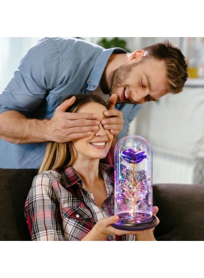 A luminous rose inside a glass dome, a luxurious romantic gift with an elegant base. - Image 5